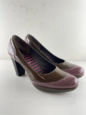 Camper Patent Leather Colorblock Heels EU 39 | Retro Mod Platform Pumps